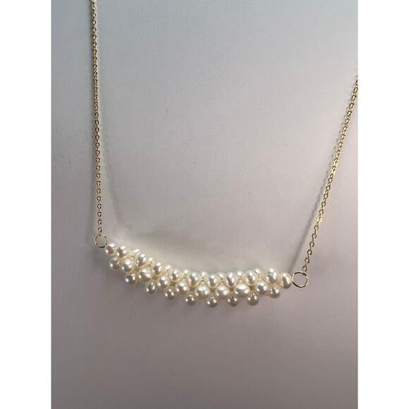 Cultured Freshwater Pearl Gold Over Sterling Silver Necklace - Picture 3 of 11